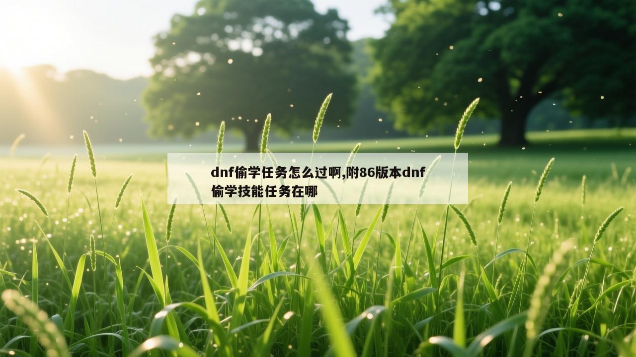 dnf偷学任务怎么过啊,附86版本dnf偷学技能任务在哪